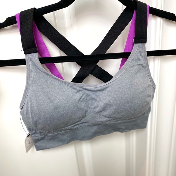 Gray Padded sports bra small medium large NWT New Purple - Picture 5 of 7